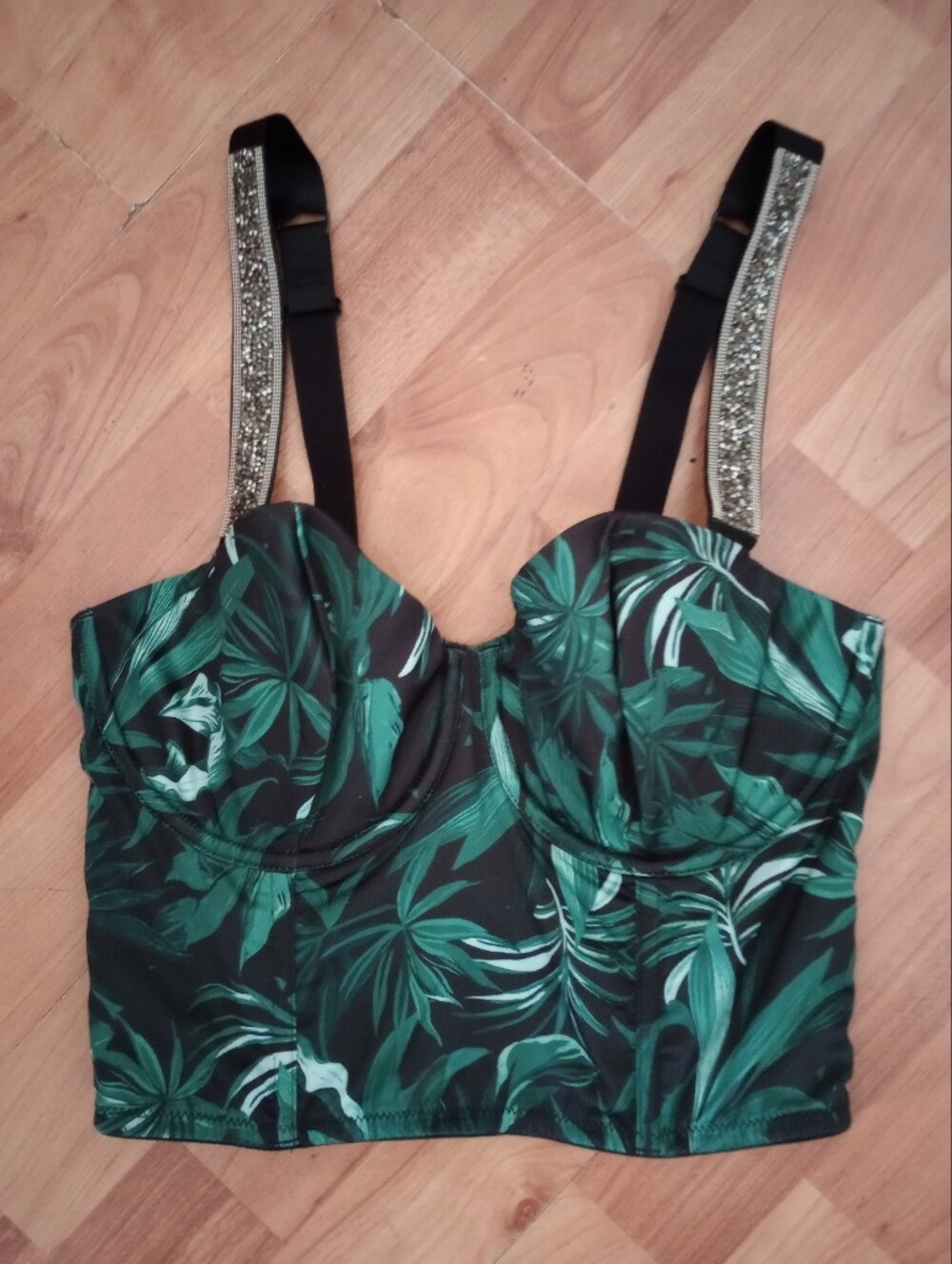 New Victoria's Secret Very Sexy Leaf Print Bustier with Embellished Straps
